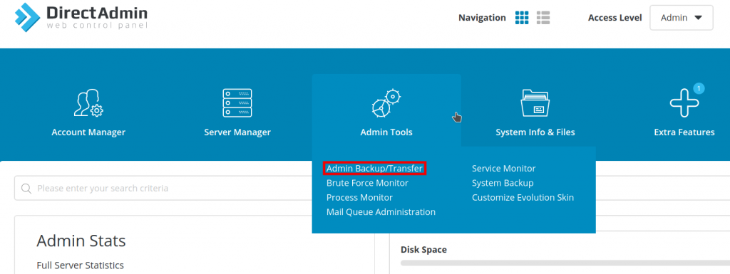 ترحيل الحسابات من cPanel إلى DirectAdmin