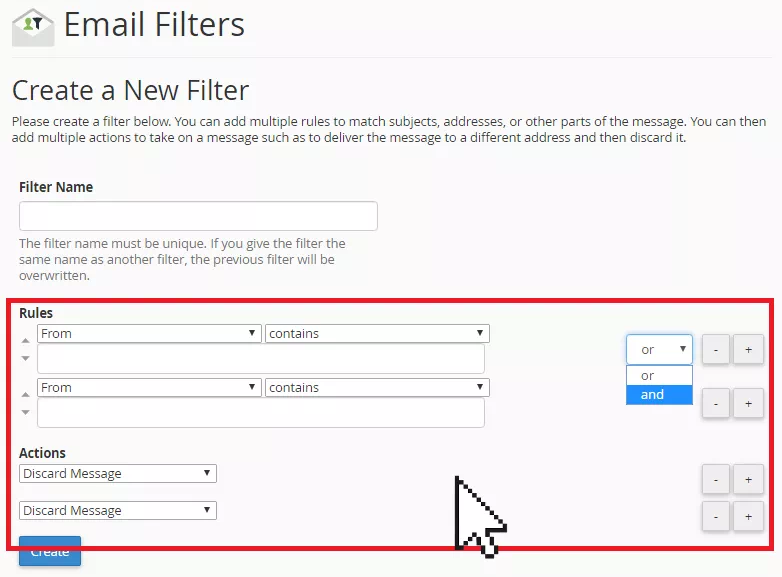 كيفية إنشاء تصفية البريد الإلكتروني في cPanel