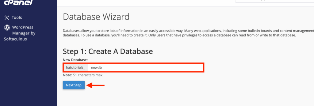 كيفية إنشاء قاعدة بيانات MySQL عبر cPanel